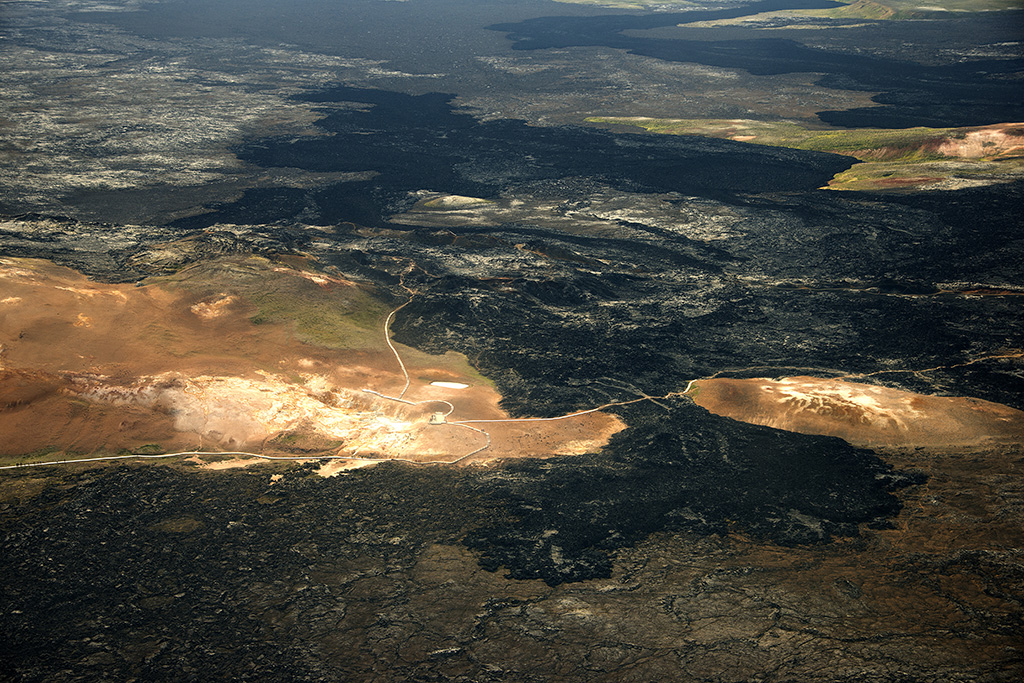 Krafla area, lava fields, aerial view