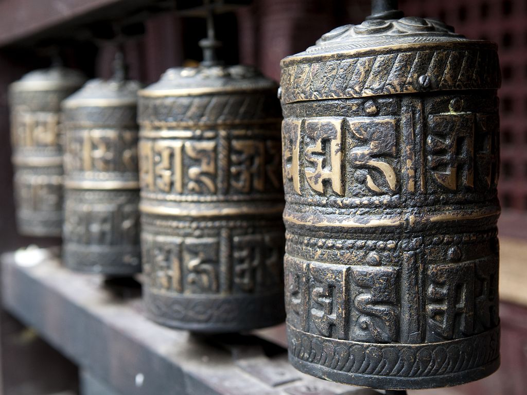 Patan, ruedas de oración en el Templo de Oro