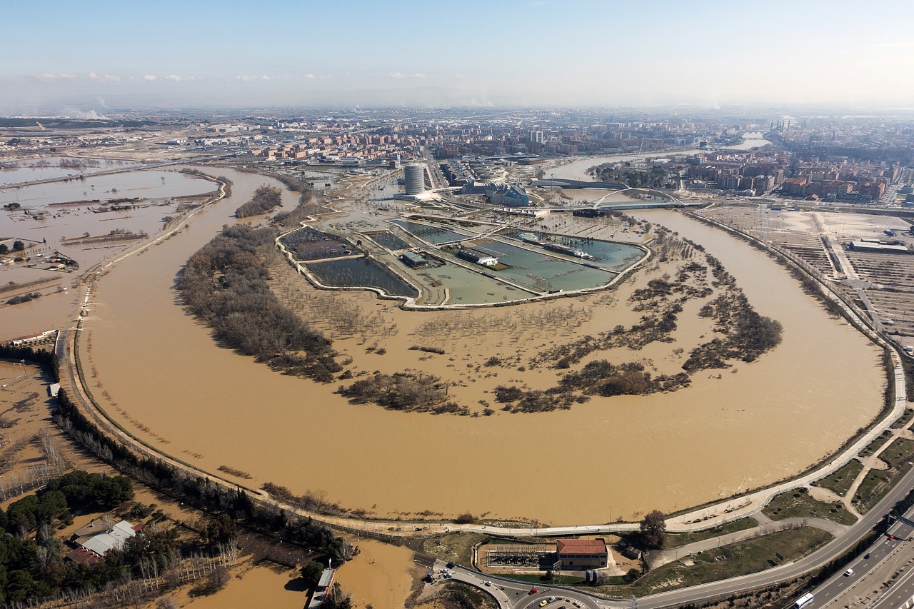 Meandro de Ranillas, crecida del Ebro en febrero de 2015 (Zaragoza)