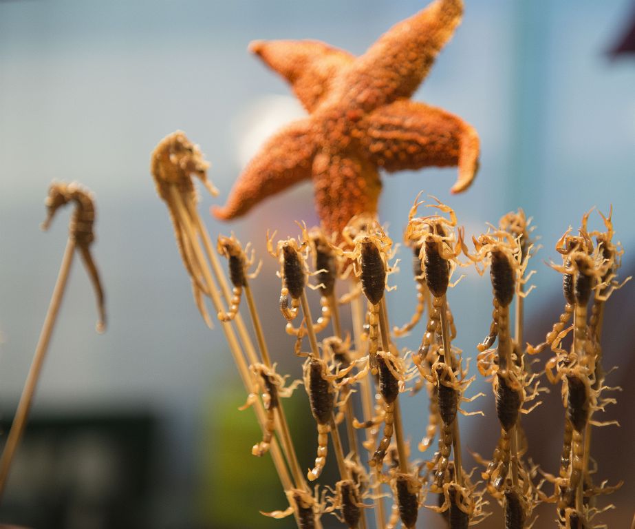 Beijing, food stalls in Wangfujing ST.