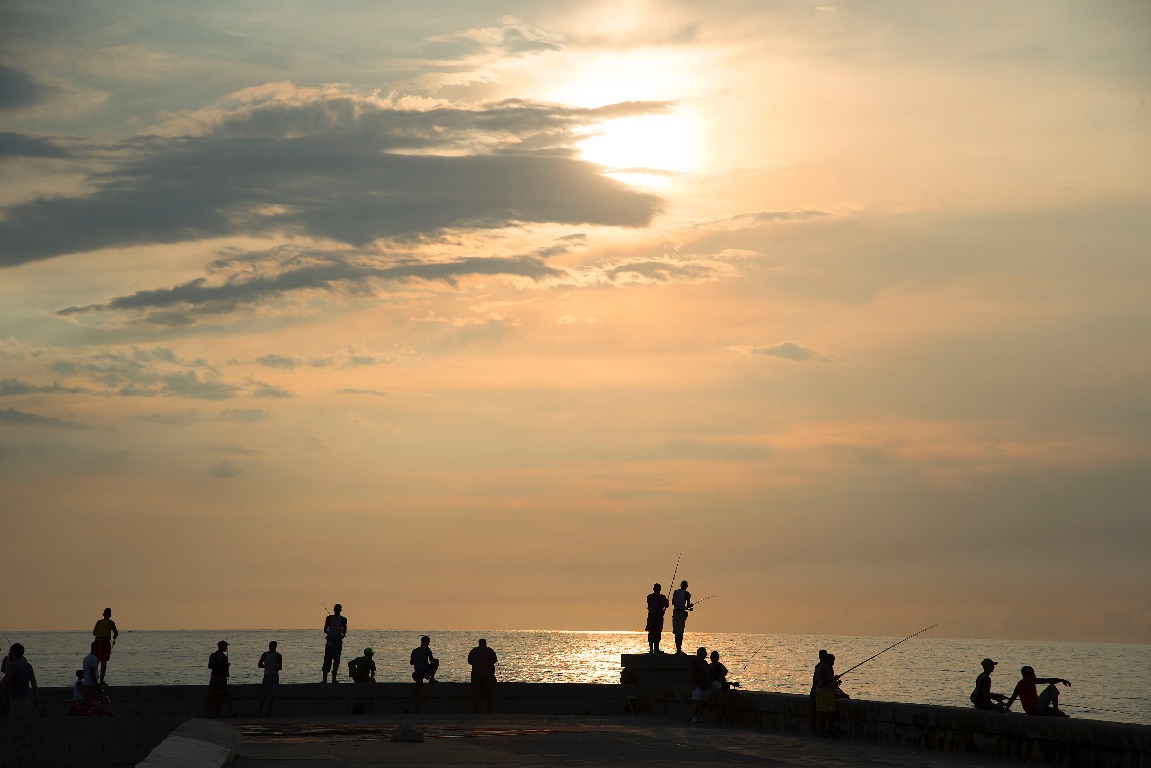 Havana. Fishing on the Malecon