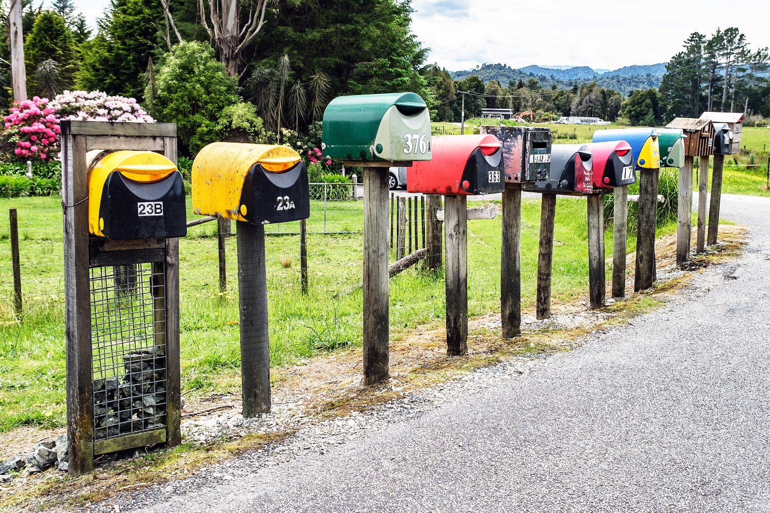 Between Hokitika and Greymouth, mailboxes