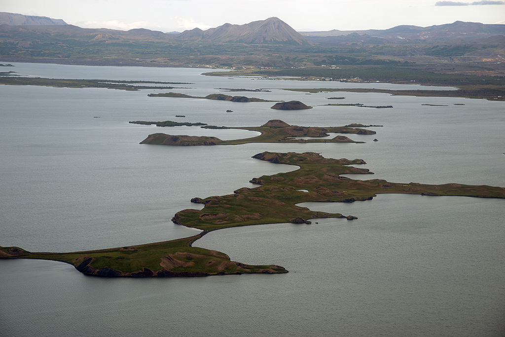 Lago Mývatn, pseudocráteres, vista aérea