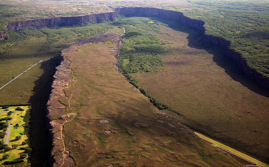 Parque Nacional Jökulsárgljúfur, Ásbergi Cliffs, vista aérea