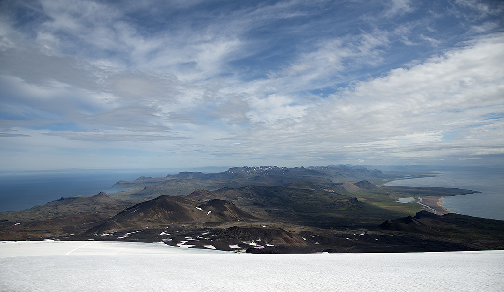 Península Snaefellsnes, vista desde el glaciar Snaefellsjökull