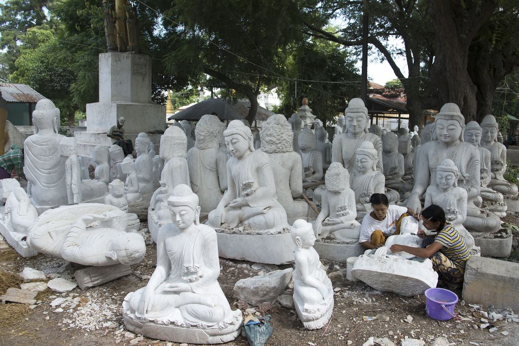 Mandalay, barrio de los talleres de mármol